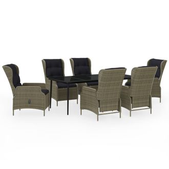 vidaXL Juego De Comedor De Jard&iacute;n 7 Piezas Marr&oacute;n Vidaxl