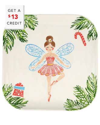 Vietri Vietri Nutcrackers Sugar Plum Fairy Square Platter With $15 Credit