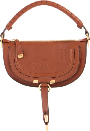 Chlo&eacute; Mini Marcie Leather Camera Shoulder Bag in Clay Brown at Nordstrom