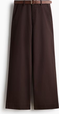 H&M Weite Twillhose mit G&uuml;rtel - Brown