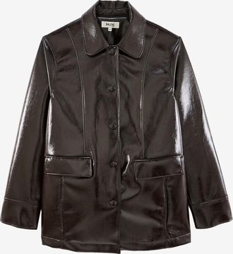 Balzac Paris Vinyl-Mantel mittellang mit Bubikragen Clothilde