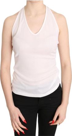 Gianfranco Ferre Elegante Witte Neckholder Top - Dames - Tops zonder mouwen - Wit - 2XS - Katoen - Tops