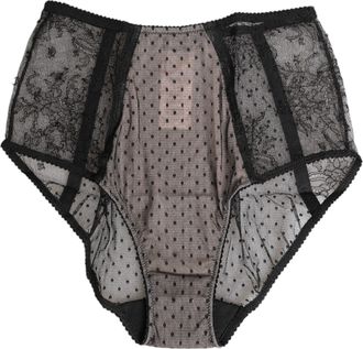Dolce & Gabbana Black Sheer Polka Dot Lace High Waist Womens Underwear