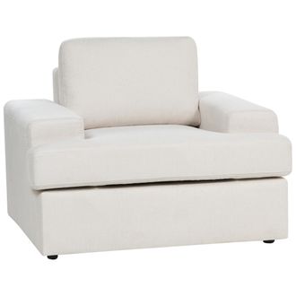 Beliani Beliani - Sill&oacute;n Cl&aacute;sico Tapizado Tela Poli&eacute;ster Respaldo Acolchado Grueso Beige Claro Alla