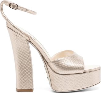 Rene Caovilla Sandali Ayersnake con strass 140mm - Toni neutri