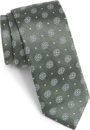 BOSS Medallion Silk Tie in Light Green at Nordstrom