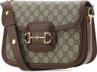 Gucci Womens Gg Supreme Fabric And Leather Horsebit 1955 Shoulder Bag 8563 Borse A Tracolla