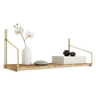 Dmora Estante Sepat, Un Estante, Capacidad 3 Estantes, Estructura Marr&oacute;n, 45x16x16h Cm Oro