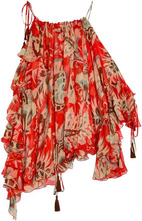 Etro Printed Ruffled Silk-chiffon top - Multicoloured - 38 (UK6 / XS)