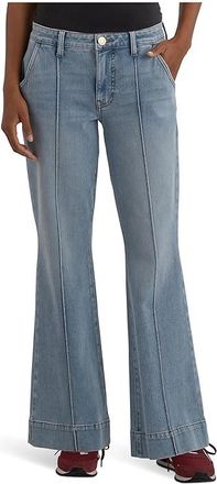 Kut from the Kloth Ana High-Rise Fab Ab Flare Front Pin Tuck in Considered Womens Jeans Considered : 00 33, Cotton/Denim/Lyocell