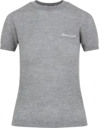 Miu Miu Grey Crewneck T-Shirt
