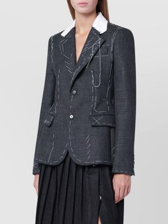Moschino embroidered wool canvas jacket with notch lapel