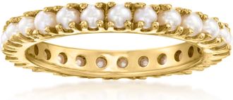 Ross-Simons 2.5mm Cultured Pearl Eternity Band in 18kt Gold Over Sterling