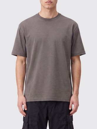 Yohji Yamamoto T-shirt girocollo in cotone a maniche corte con logo tono su tono