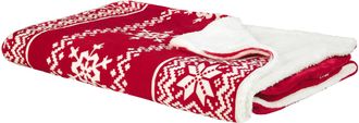 Beliani Manta De Franela Roja 200 X 220 Cm Invierno Mullida Cl&aacute;sico Estacional Navidad Su&eacute;ter Patr&oacute;n Navide&ntilde;o Vantaa