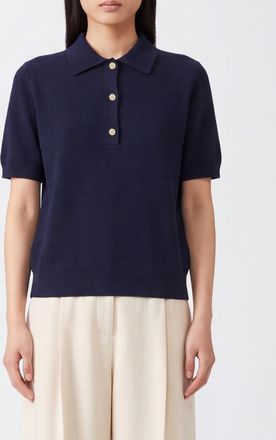 Max Mara S Max Mara Polo in maglia in misto cotone, seta e cashmere con maniche corte