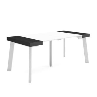 Skraut Home Mesa Consola Extensible, Mesa Comedor Plegable, 180, Para 8 Comensales, Patas De Madera, Estilo Moderno, Blanco Y Negro - Skraut Home