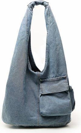 Generic Denim Shoulder Bag for Women Trendy Jean Hobo Purse Casual Lightweight Travel Shopper Handbag Ladies Retro Jean Tote Purses (Light Blue)