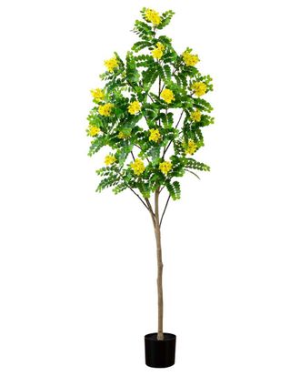 Nearly Natural 6ft Artificial Flowering Citrus Tree with Real Touch Leaves
