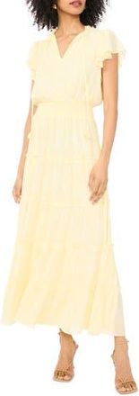 1.State Smocked Neck Tiered Maxi Dress in Pastel Yellow at Nordstrom Rack, Size X-Large