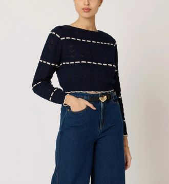 Cleobella Estrella Sweater In Dark Blue Ivory