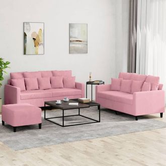 vidaXL Juego De Sof&aacute;s Con Cojines 3 Piezas Terciopelo Rosa Vidaxl