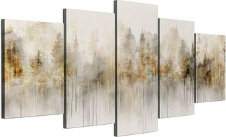 OEM Cuadro Sobre Lienzo Italiano De 100 X 50 Cm, Pent&aacute;ptico, Estilo Boho, Naturaleza. Cuadro Sobre Lienzo Italiano De 200 X 100 Cm, Pent&aacute;ptico, Estilo Boh