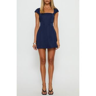Princess Polly Mariza Cap Sleeve Minidress in Navy at Nordstrom, Size 10