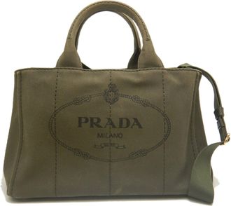 Prada Canapa Gold Canvas Tote Bag (Pre-Owned)