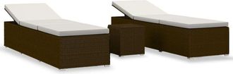 vidaXL Vidaxl - Tumbonas de jardín y mesita 3 piezas ratán sintético marrón