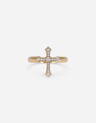 Dolce & Gabbana Ring With Cross And Crystals - Man Bijoux Gold Metal 58