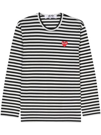 Comme Des Gar&ccedil;ons BlackWhite Logo Striped Cotton T-shirt