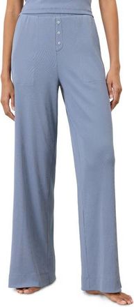 Pact Dream Rib Wide Leg Lounge Pant Made With Organic Cotton in Iris Blue at Nordstrom, Size Medium