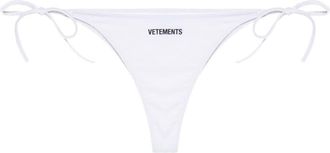 VETEMENTS logo-print bikini bottom - women - Polyamide/Spandex/Elastane - L - White