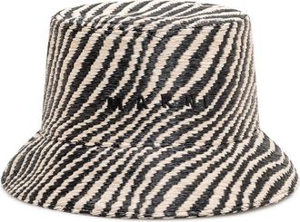 Marni Raffia Bucket Hat met Logo Borduursel - Dames - Hoeden - Zwart - M - Katoen - Accessoires