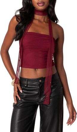 Edikted Mesh Tube Top & Scarf Set in Red at Nordstrom, Size X-Small