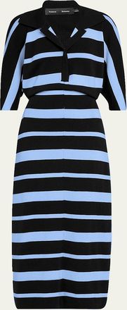 Proenza Schouler Solana Polo Stripe Superfine Merino Wool Dress