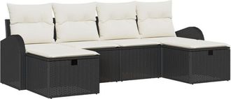 vidaXL Garden Sofa Set 6 pcs Black and cream 234 x 117 x 85 cm Vidaxl