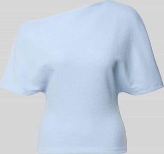 Gina Tricot Regular Fit T-Shirt im asymmetrischen Design in Rauchblau, Gr&ouml;&szlig;e XL