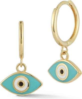 Ember Fine Jewelry 14K Gold Enamel Evil Eye Charm Huggies