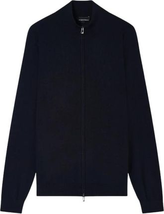 Emporio Armani Volledige ritssluiting Cardigan - Heren - Vesten - Blauw - M - Wol - Truien & Vesten