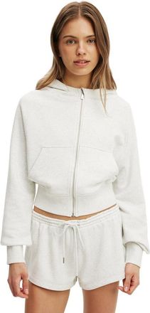Cotton On Womens Active Raglan Zip Through Hoodie in Light Grey Marle at Nordstrom, Size X-Large