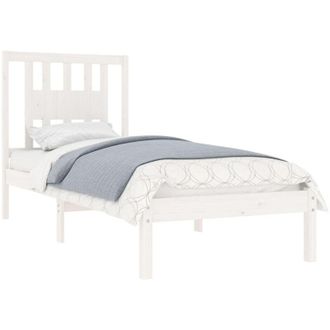 vidaXL Bed Frame without Mattress White Solid Wood Single vidaXL