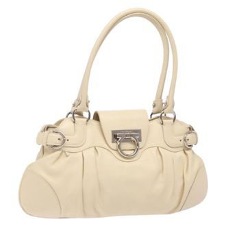 Ferragamo Marisa Satchel Leather Ecru Leather Bag (Pre-Owned)