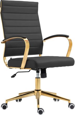 Clp Silla de oficina ajustable giratorio ergon&oacute;mico en simil cuero negro