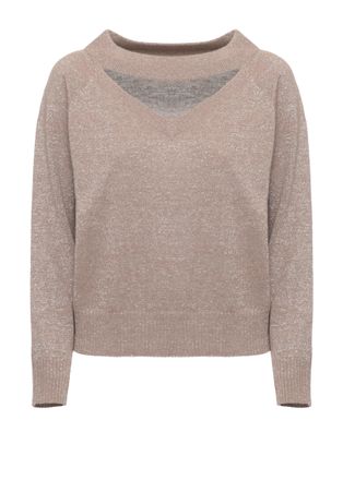 D.exterior Beige Cut-Out Lurex Wool Sweater