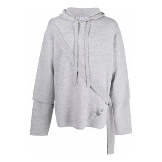 Off-white Mens Off-White SS22 Solid Color Cozy Drawstring Hooded Long Sleeves Gray OMHA138S22KNI0010606