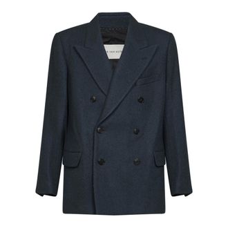 Dries Van Noten Jassen, Heren, Blauw, L, Wol, Dubbele-breasted Blazer