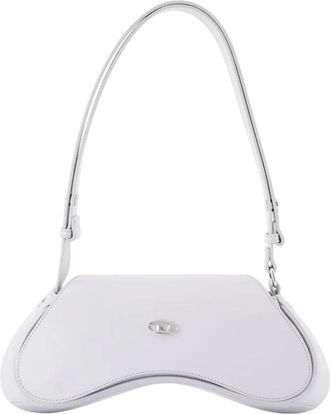 Diesel Grijze leren schoudertas met klep - Dames - Schoudertassen - Grijs - ONE Size - Leer - Tassen