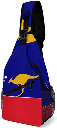 Generic Australian Independent Flag Mens Shoulder Bags Sling Crossbody Backpack Travel Hiking Chest Bag with Small Side 38x20cm